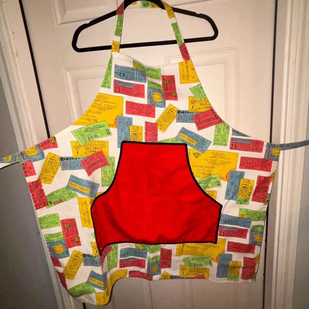 Colorful Theater Ticket Print Apron